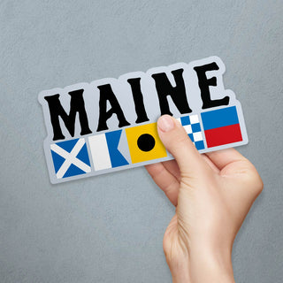Maine Nautical Flag Large Vinyl Bumper Sticker