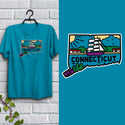 Connecticut State T-Shirt Adult Unisex Blue, 100% Cotton, S-XXL, New England Tshirts