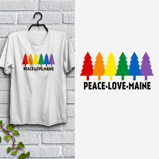 Peace Love Maine T-Shirt, 100% Cotton, S-XXL, Unisex Tshirts