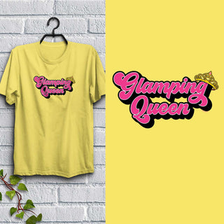 Glamping Queen Script Camping T-Shirt, 100% Cotton, S-XXL, Unisex Tshirts