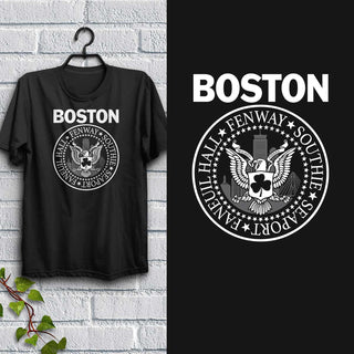 Boston Punk Rock T-Shirt Ramones Style, 100% Cotton, S-XXL, Unisex Tshirts