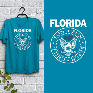 Florida Punk Rock T-Shirt Ramones Style Sun, Fun, Beach, & Chill, 100% Cotton, S-XXL, Unisex Tshirts