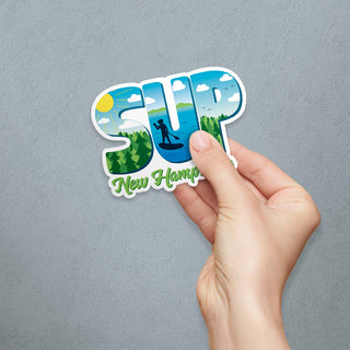 SUP New Hampshire Die Cut Vinyl Sticker Stand Up Paddleboard