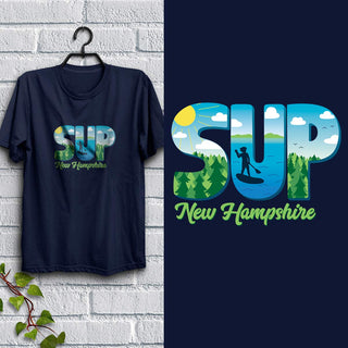 SUP New Hampshire T-Shirt, Stand Up Paddling 100% Cotton Tshirts, Adult Unisex S-XXL