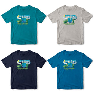 SUP Massachusetts T-Shirt, Stand Up Paddling 100% Cotton Tshirts, Adult Unisex S-XXL