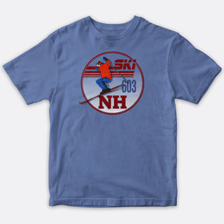 Ski New Hampshire 603 T-Shirt Adult Unisex Carolina Blue Tshirt, 100% Cotton, S-XXL
