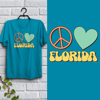Peace Love Florida T-Shirt Adult Unisex S-2X, FL Tshirt Choose from 3 Colors