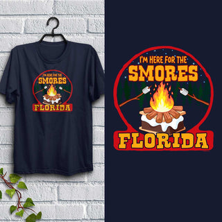 Florida Here For The S'mores T-Shirt, 100% Cotton, S-XXL, Unisex Tshirts Smores Campfire Fun