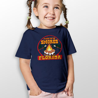 Florida Here For The S'mores T-Shirt, Unisex Toddler 2T-5/6, Smores Campfire Fun, Maine Tshirt, Camping Themed, Toasted Marshmallows