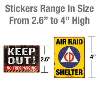 Area 51 Fallout Shelter Warning Signs Vinyl Sticker Set of 12