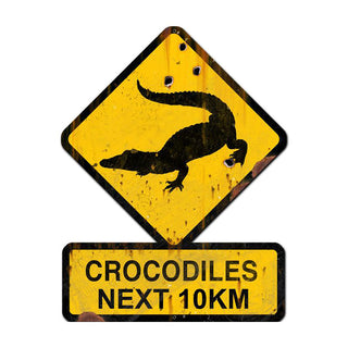 Crocodiles Crossing Funny Warning Sign Large Cut Out 25 x 20