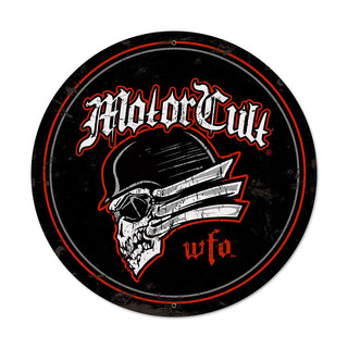Motorcult Motorcyle Skull Metal Sign Large Round 28 x 28