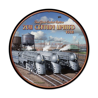 20th Century Limited 1938 Railroad Metal Sign Large Round 28 x 28