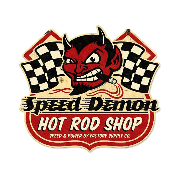 Speed Demon Hot Rod Shop Shield Sign Large 27 x 24