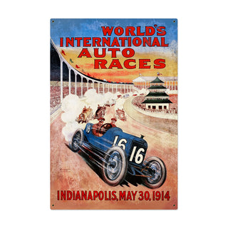 Indianapolis International Auto Races 1914 Sign Large 24 x 36