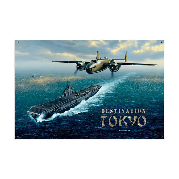 Destination Tokyo B-25 Bomber Plane Sign Large 36 x 24