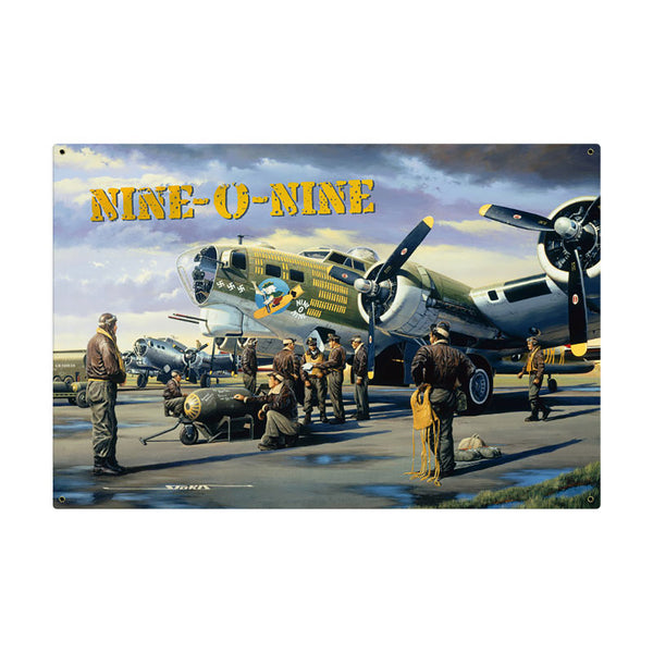 Nine-O-Nine B-17 Bomber WWII Plane Sign Large 36 x 24