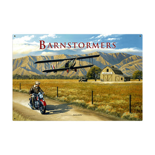 Barnstormers Biplane & Motorcycle Sign Large 36 x 24