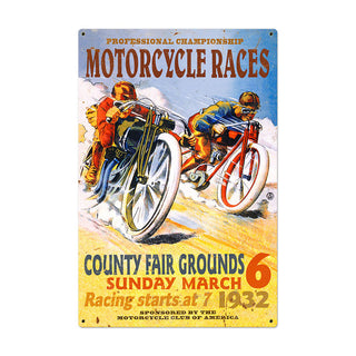 Championship Motorcycle Races 1932 Sign Large 24 x 36