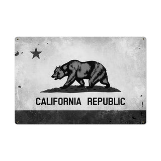 California Republic Bear State Flag Sign Large Black & White 36 x 24