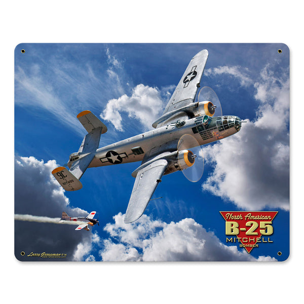 B-25 Mitchell Bomber Plane Military Sign Large 30 x 24
