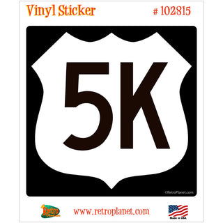 5K Run Road Race Black And White Vinyl Sticker