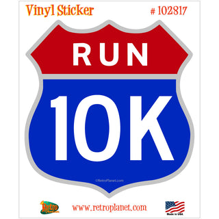 10K Run Road Race Red And Blue Shield Vinyl Sticker