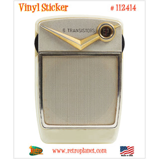 Gold Chevron 6 Transistor Radio Vinyl Sticker