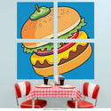 Cheeseburger Pickle Pop Art Quadriptych Metal Wall Art