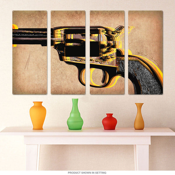 Revolver Handgun Quadriptych Metal Wall Art Pop Art