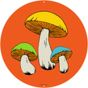 Mushrooms 70s Style Large Metal Sign Round