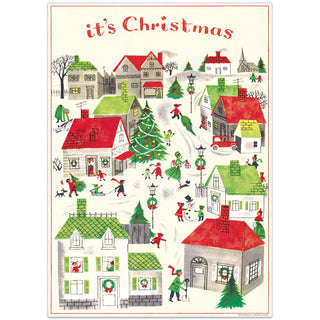 Its Christmas Village Scene Vintage Style Poster