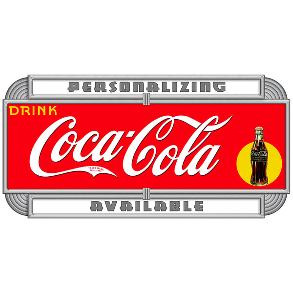 Drink Coca-Cola Deco Style Personalized Metal Sign