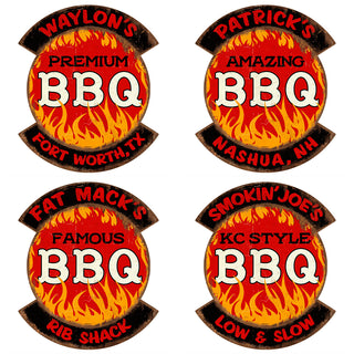 Real Fine BBQ Personalized Metal Sign Distressed