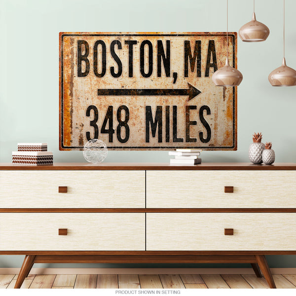 Personalized City and Miles Industrial Style Decal