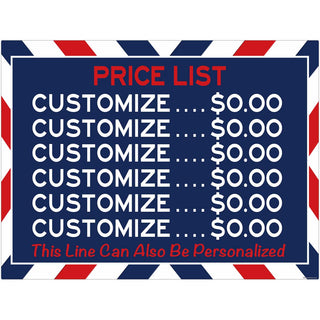 Customized Barber Shop Services Price List Decal