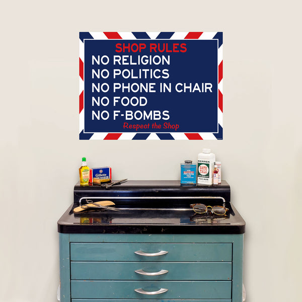 Barber Shop Rules Decal