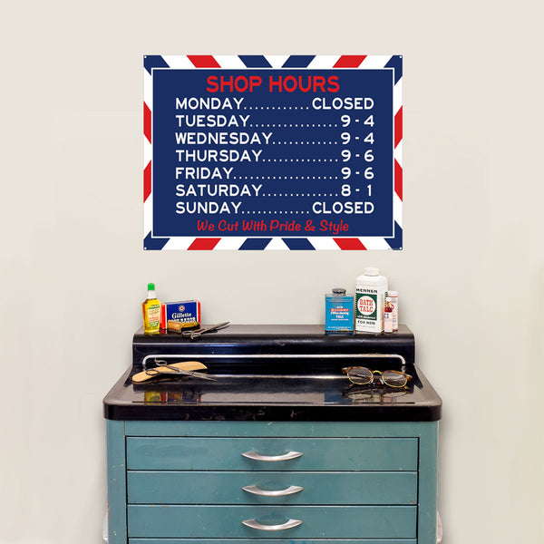 Personalized Barber Shop Hours Metal Sign