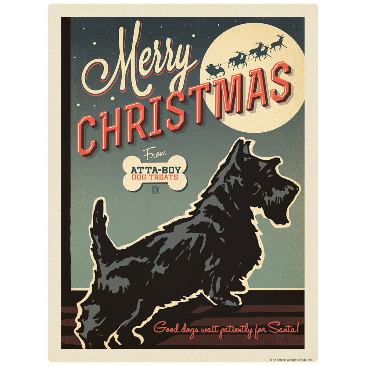 Merry Christmas Atta Boy Dog Treats Decal Retro Planet