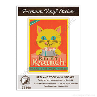 Kitty Krunch Cat Food Ad Mini Vinyl Sticker