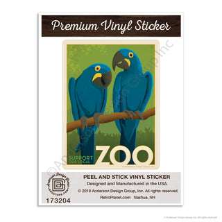 Blue Macaw Parrots Support Our Local Zoo Birds Mini Vinyl Sticker