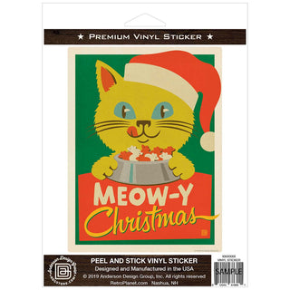 Meow-y Christmas Santa Cat Vinyl Sticker