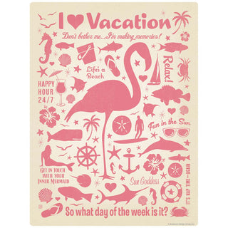 I Love Vacation Flamingo Vinyl Sticker