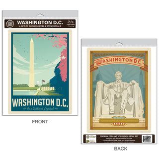 Washington DC Monument Lincoln Memorial Decal Set of 2