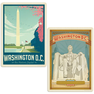 Washington DC Monument Lincoln Memorial Decal Set of 2