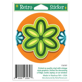 Mod Flower Green 70s Style Mini Vinyl Sticker