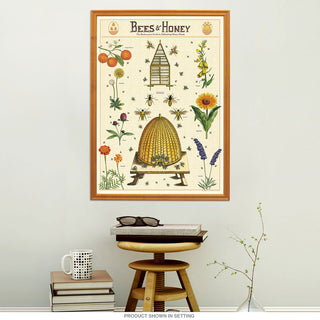 Bees & Honey Plants Vintage Style Poster