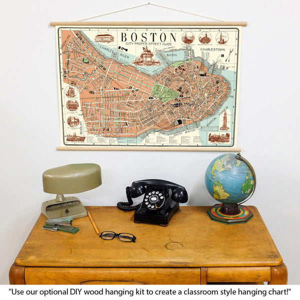 Boston City Street Map Vintage Style Poster