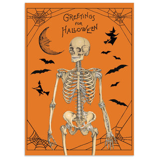 Halloween Greetings Skeleton Vintage Style Poster