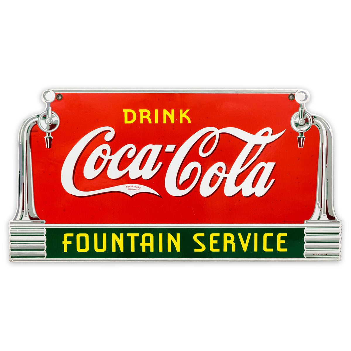 Coca-Cola Fountain Service Deco Metal Sign 1930s Style